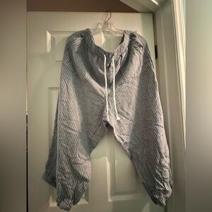 Lane Bryant Striped Blue Capri Pants